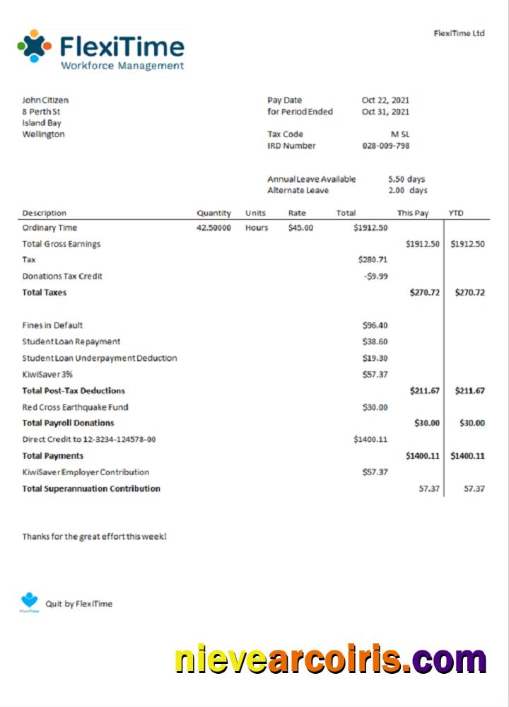 USA FlexiTime workforce management & payroll solutions invoice